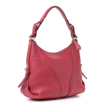 MCM Grained Calfskin Hobo Red 2 of 6