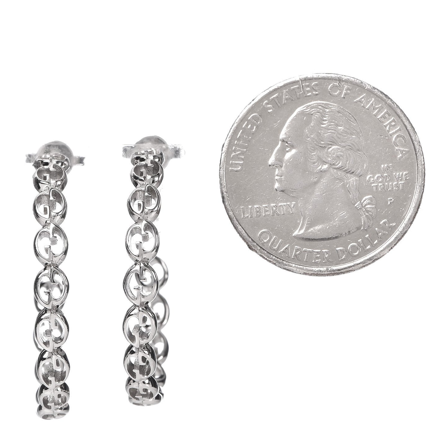 18K White Gold Interlocking GG Hoop Earrings