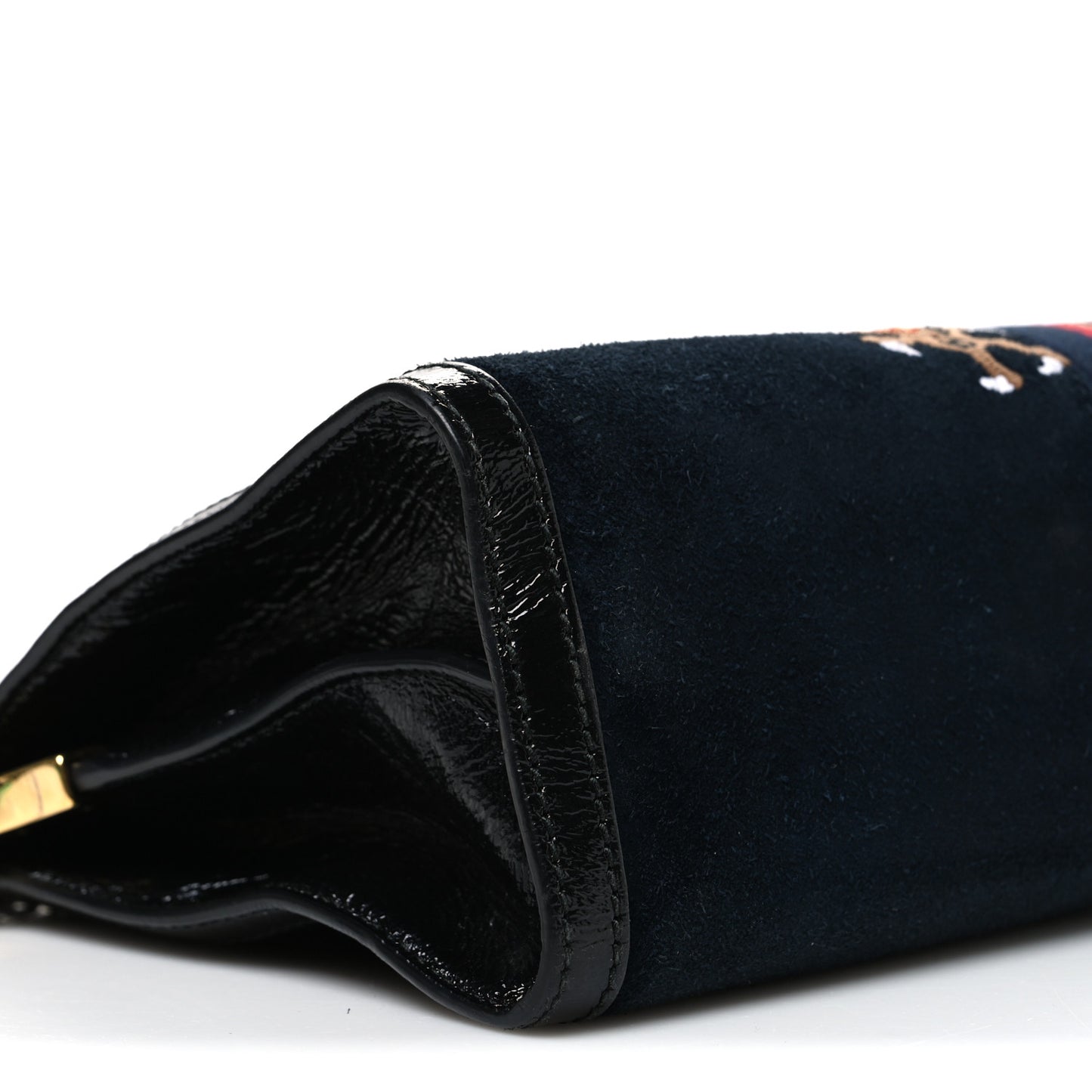 Suede Patent Web Dragon Embroidered Medium Ophidia Chain Shoulder Bag Blue Multicolor Black