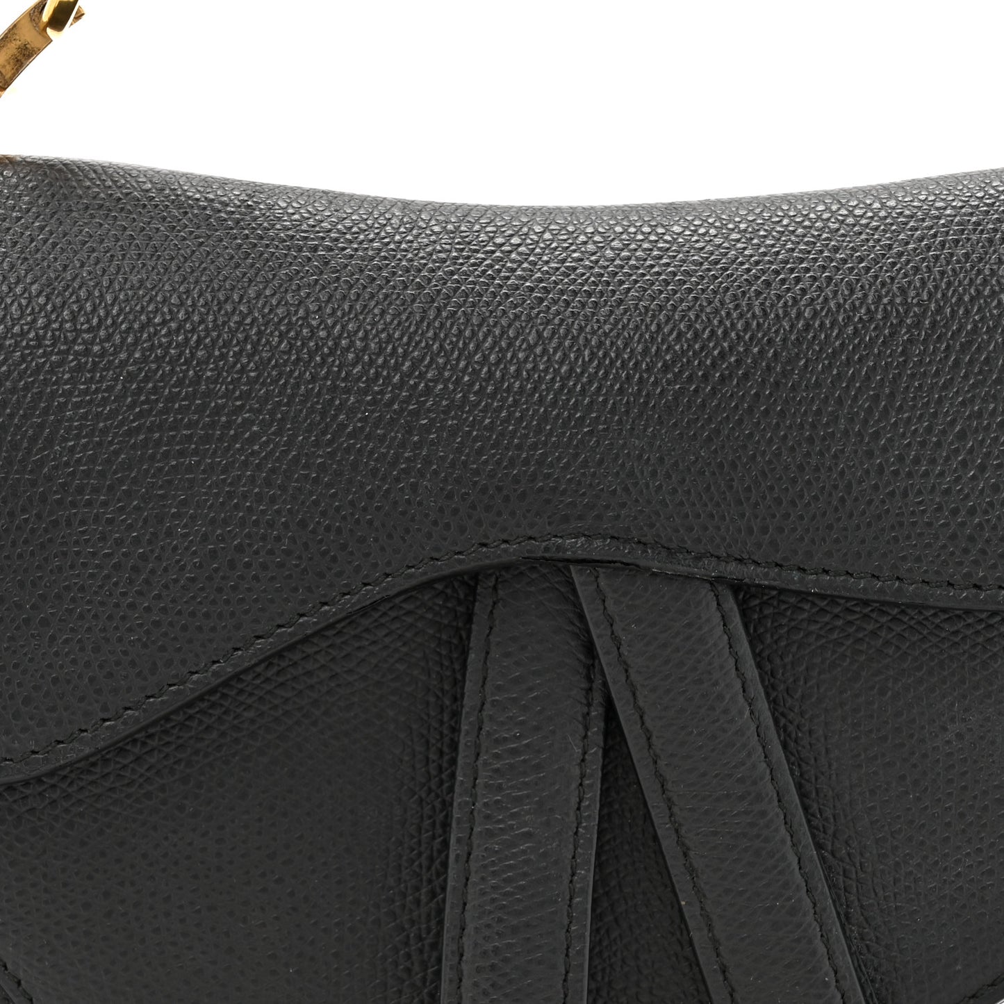 Grained Calfskin Mini Saddle Bag With Strap Black