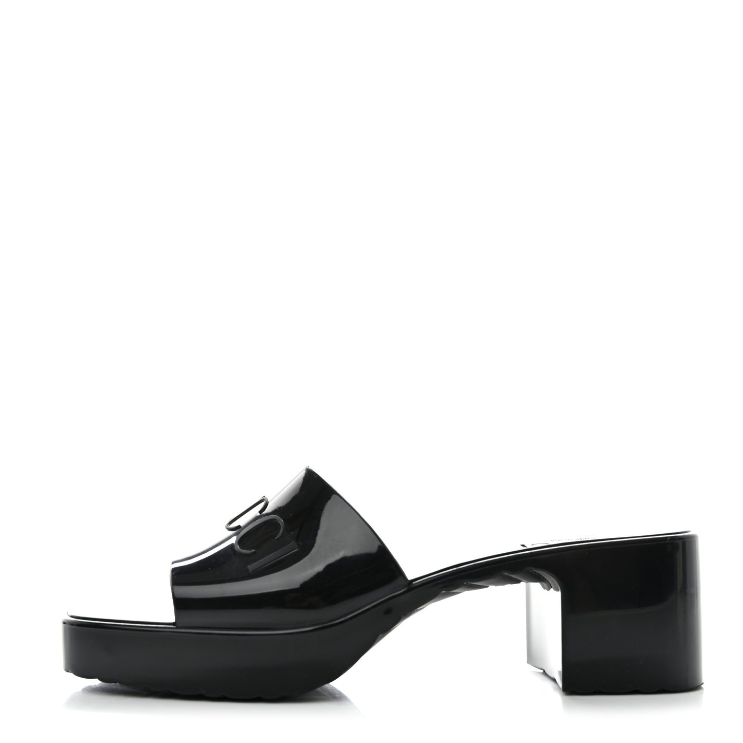 Rubber Gucci Logo Womens Platform 20/60mm Slide Sandals 37 Black