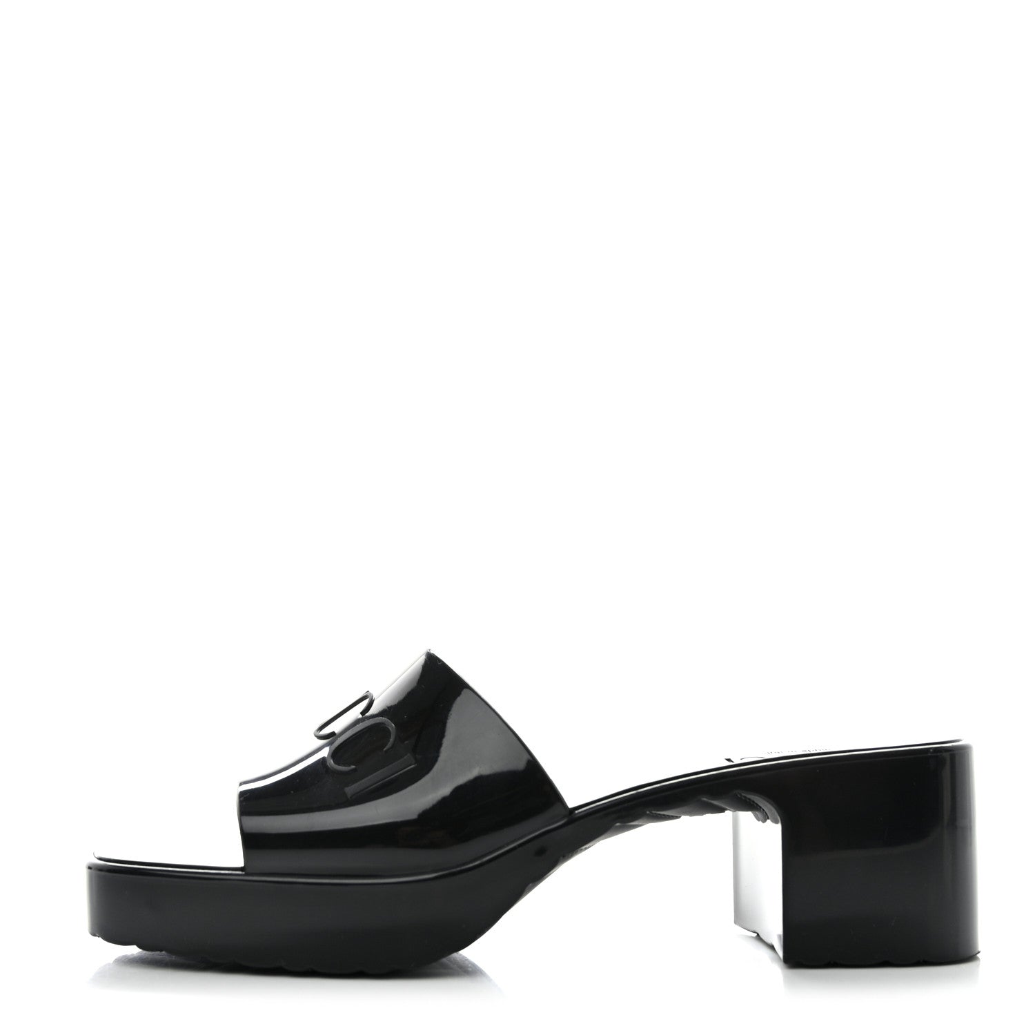 Gucci Rubber Gucci Logo Womens Platform 20/60mm Slide Sandals 37 Black 1 of 9