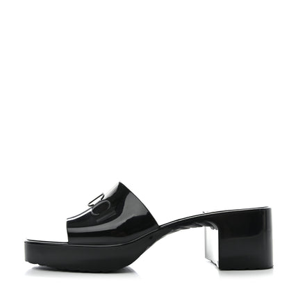 Gucci Rubber Gucci Logo Womens Platform 20/60mm Slide Sandals 37 Black 1 of 9
