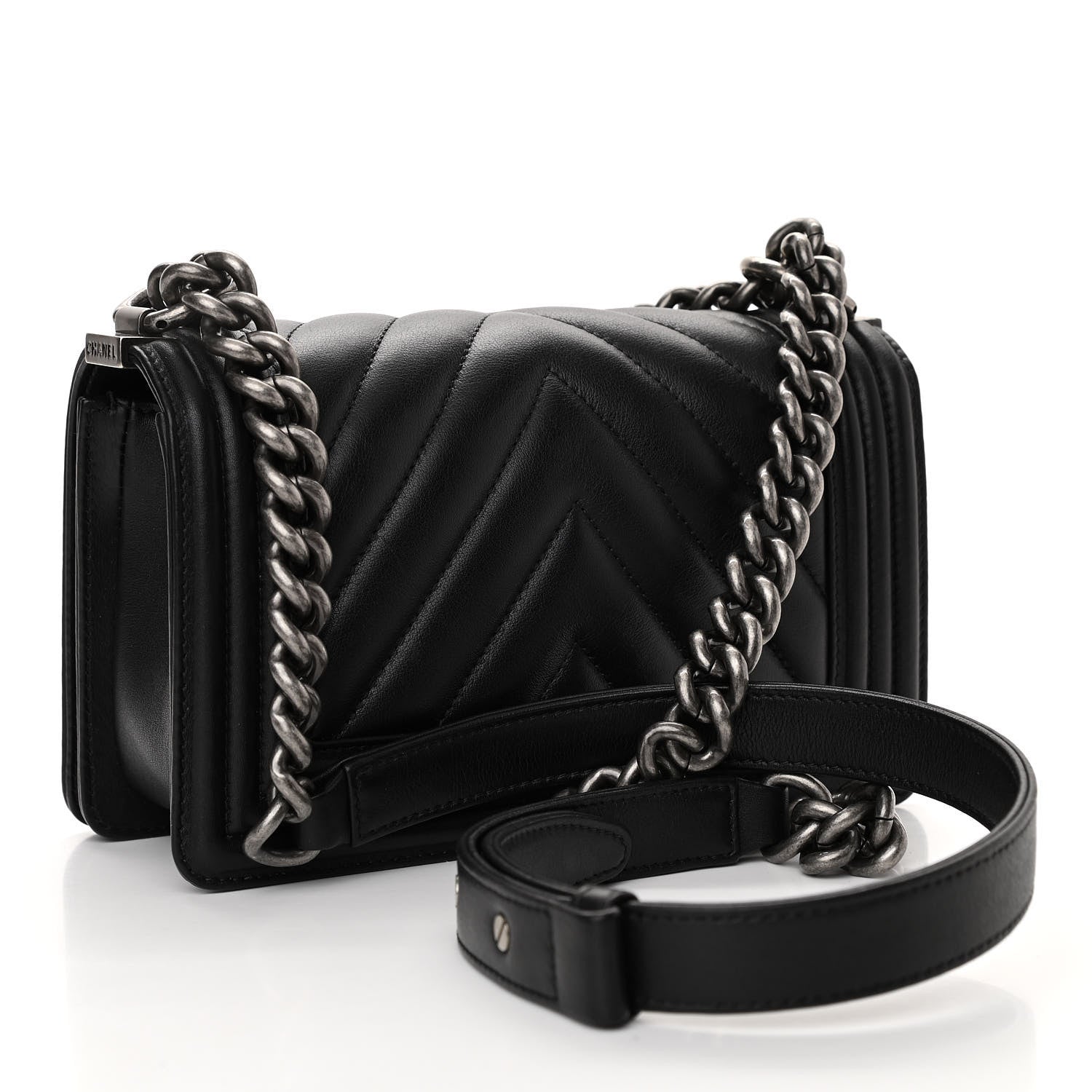 Chanel Calfskin Chevron Quilted Small Boy Flap Black 3 of 10