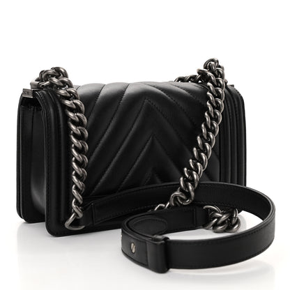 Chanel Calfskin Chevron Quilted Small Boy Flap Black 3 of 10