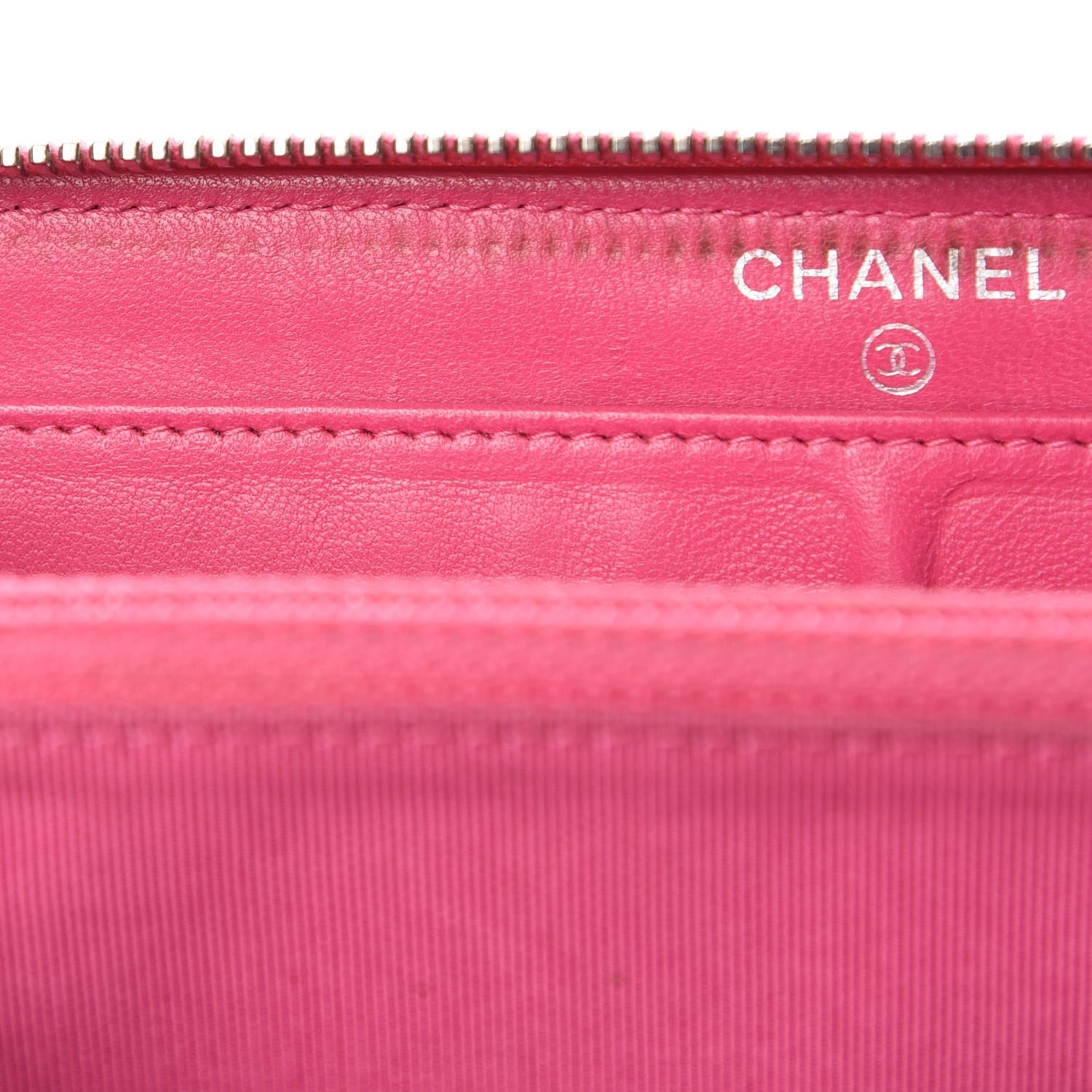 Chanel Lambskin Quilted Large Gusset Zip Around Wallet Pink 15 of 15