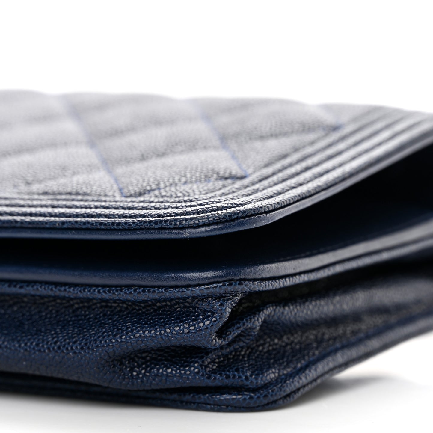 Caviar Quilted Boy Wallet On Chain WOC Navy