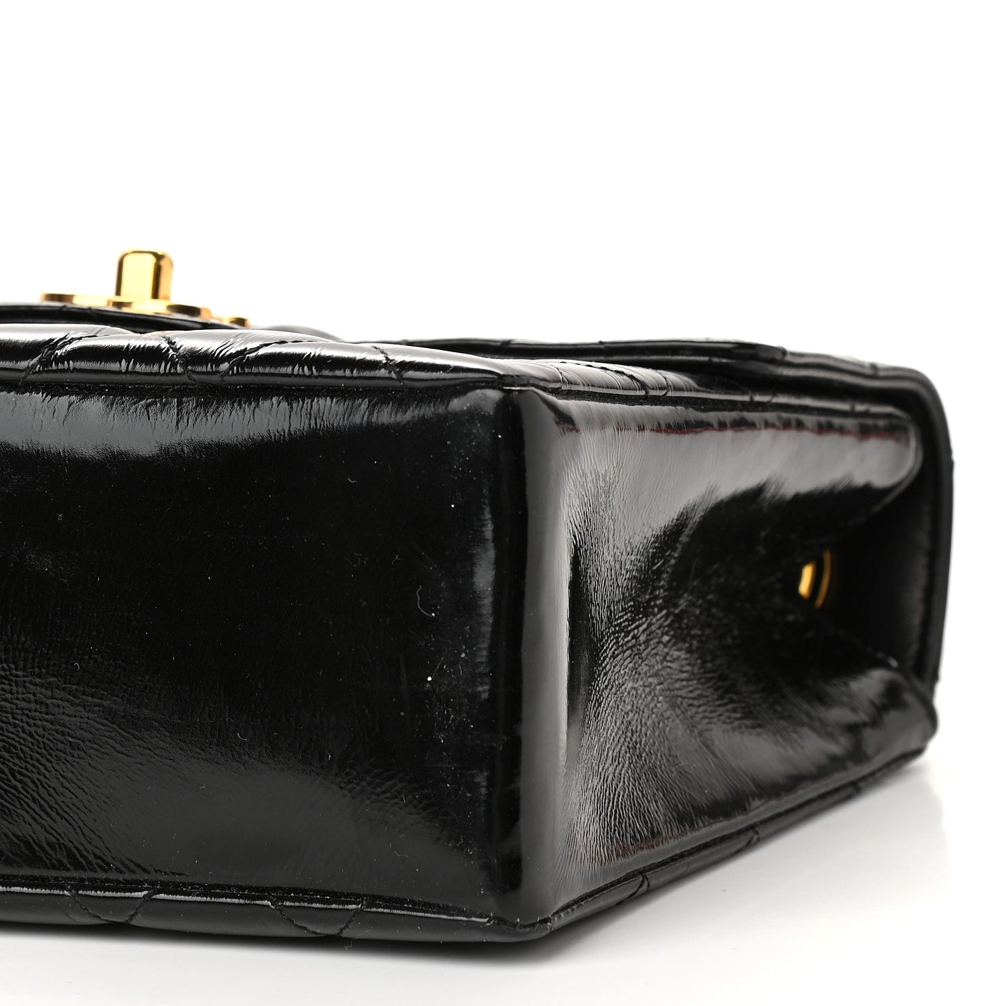 Patent Quilted Small Kelly Flap Bag Black