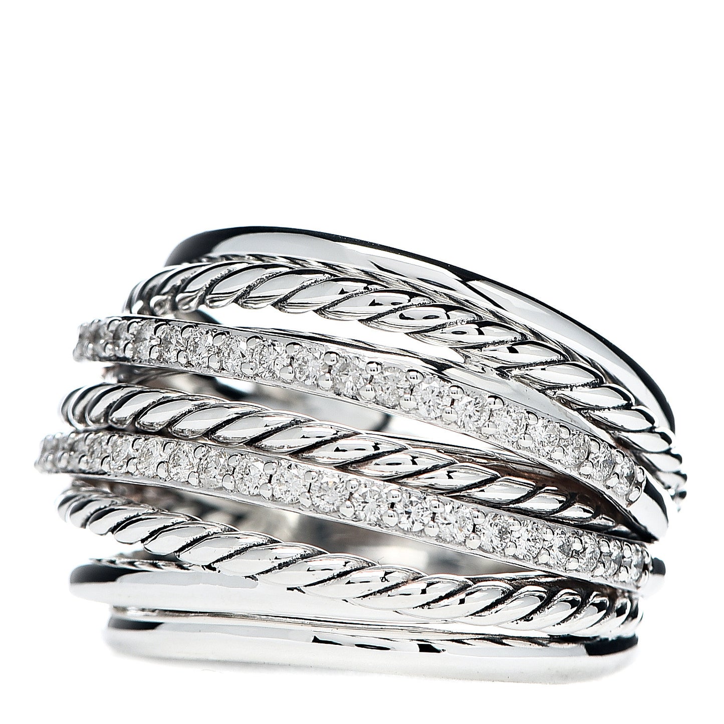 Sterling Silver Diamond Crossover Dome Ring 58 8.25