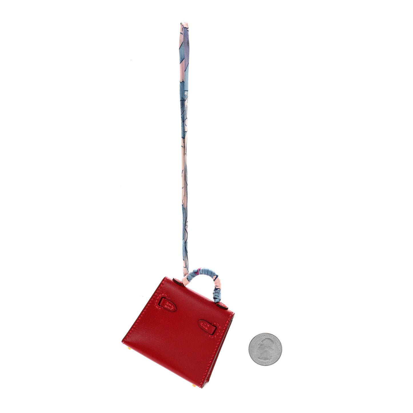 Tadelakt Mini Kelly Twilly Bag Charm Rouge Vif