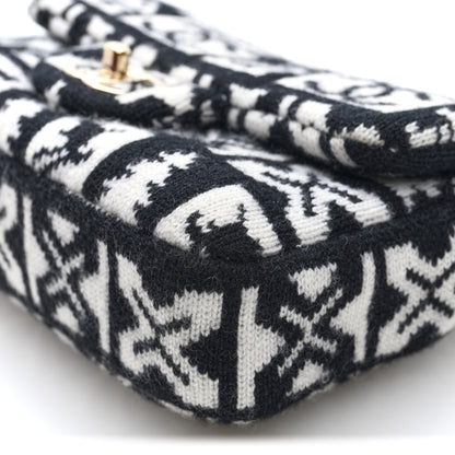 Chanel Cashmere Knit Coco Neige Flap Black White 10 of 10