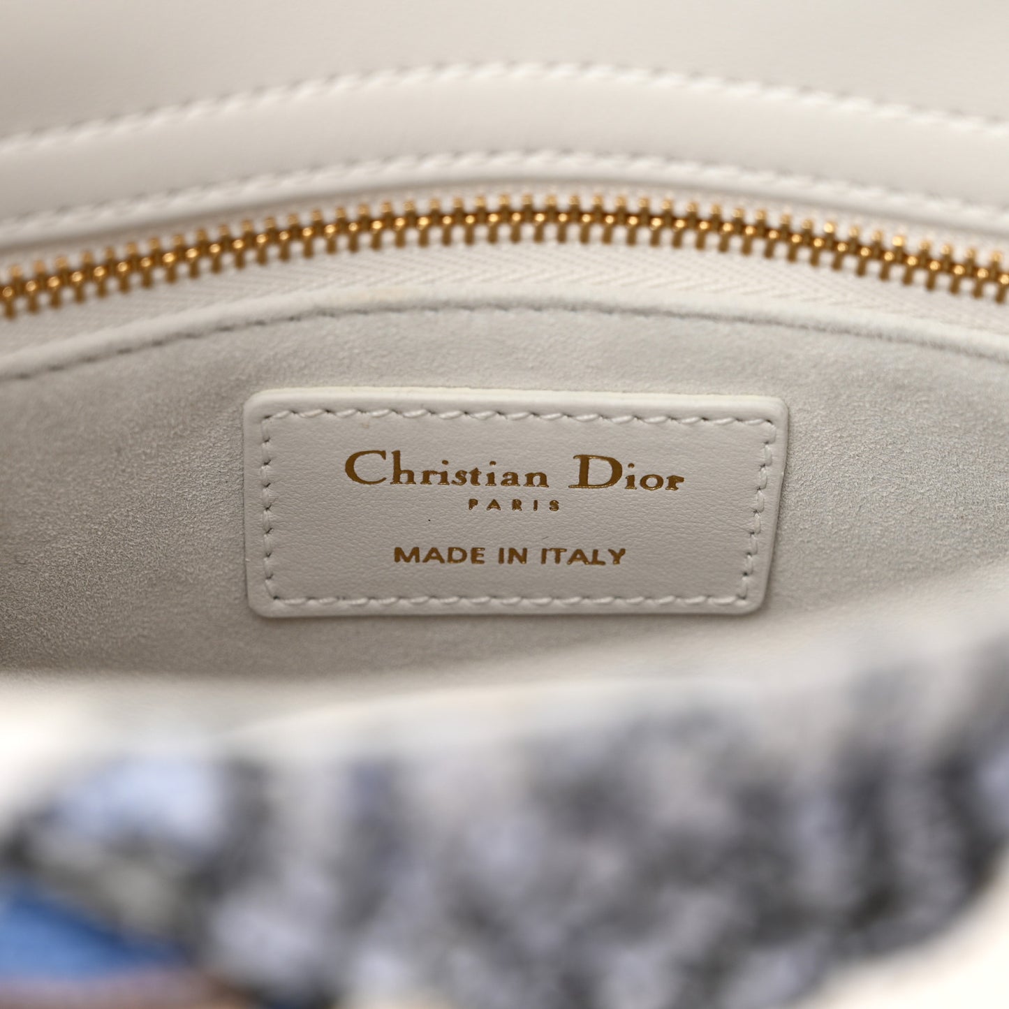 CHRISTIAN DIOR Calfskin Toile De Jouy Beaded Sequin Embroidered Small Mexico Lady Dior White Pastel Midnight Blue