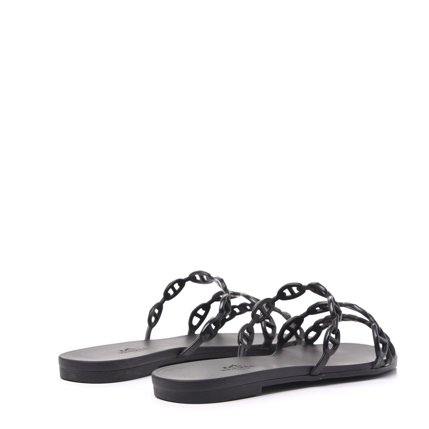 Hermes Rubber Chaine d'Ancre Rivage Sandals 37 Black 3 of 9