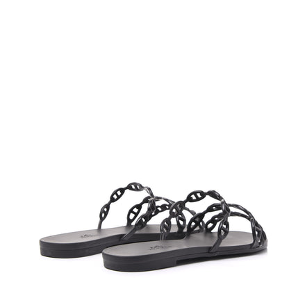 Hermes Rubber Chaine d'Ancre Rivage Sandals 37 Black 3 of 9