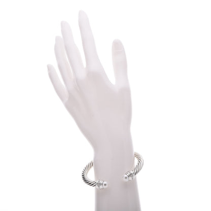 David Yurman Sterling Silver Diamond Pearl 7mm Cable Classics Bracelet 2 of 7