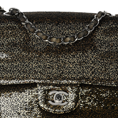 Chanel Sequin Suede Medium Flap Black Gold 7 of 9