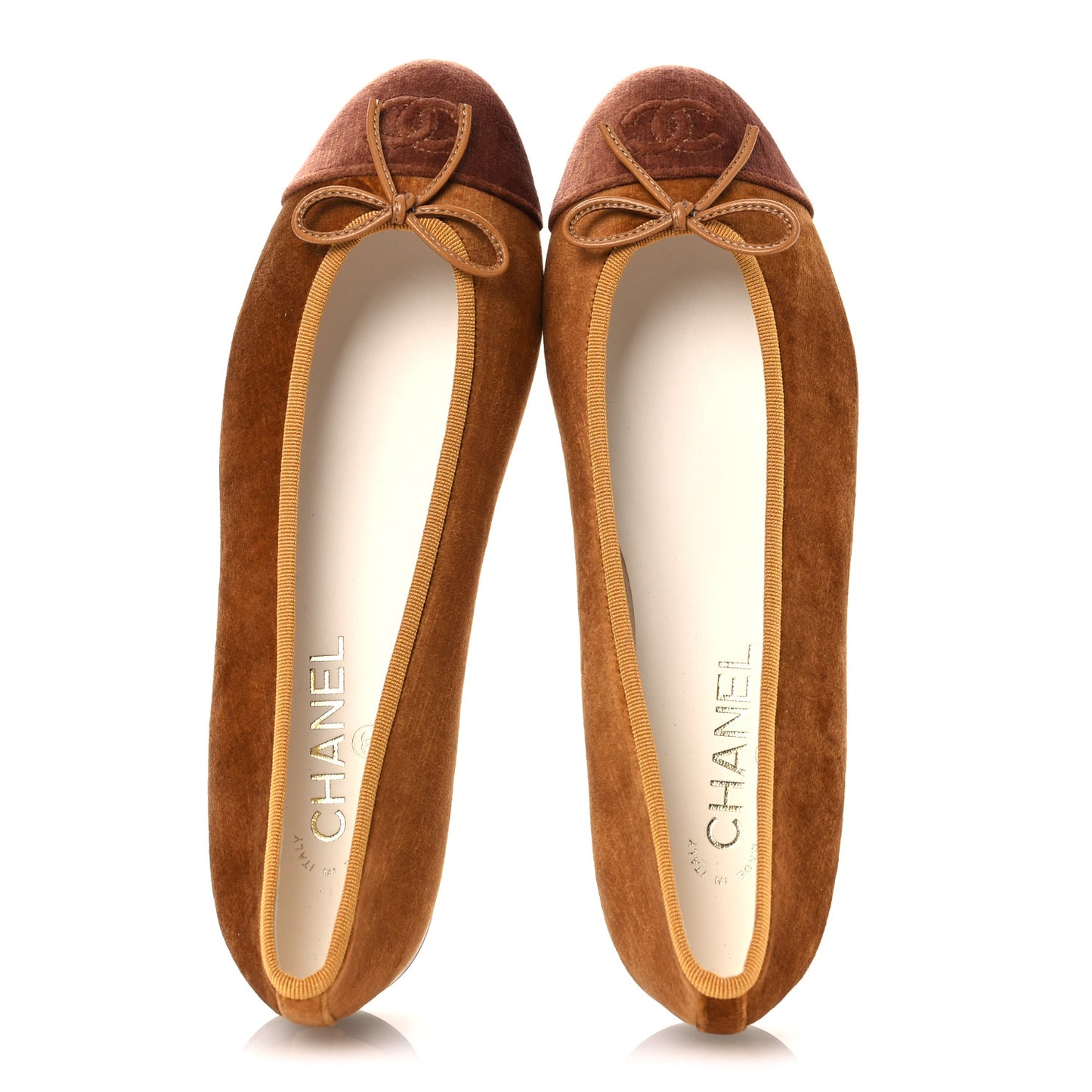 Velvet Cap Toe CC Ballerina Flats 39.5 Brown Light Brown