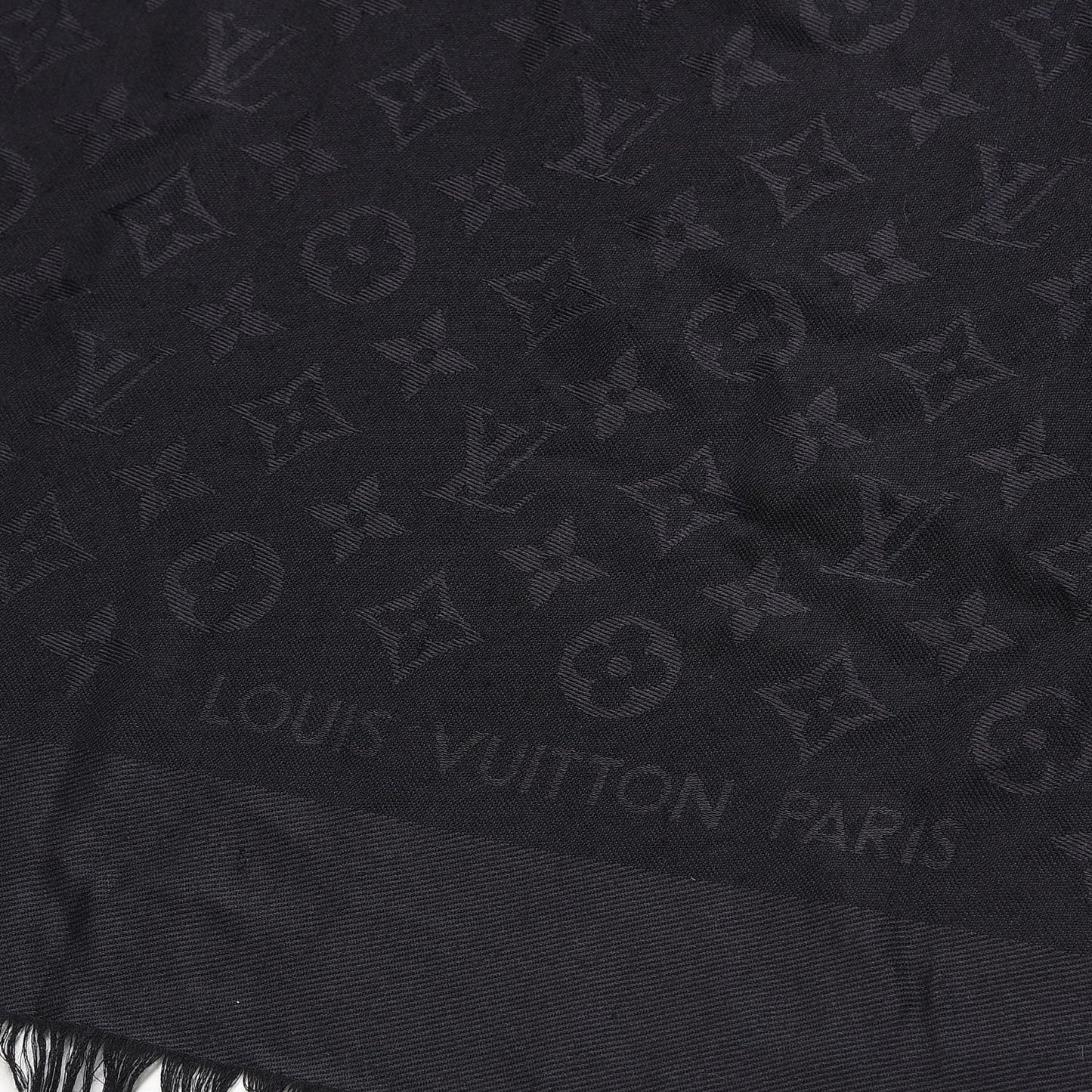Silk Wool Monogram Shawl Black