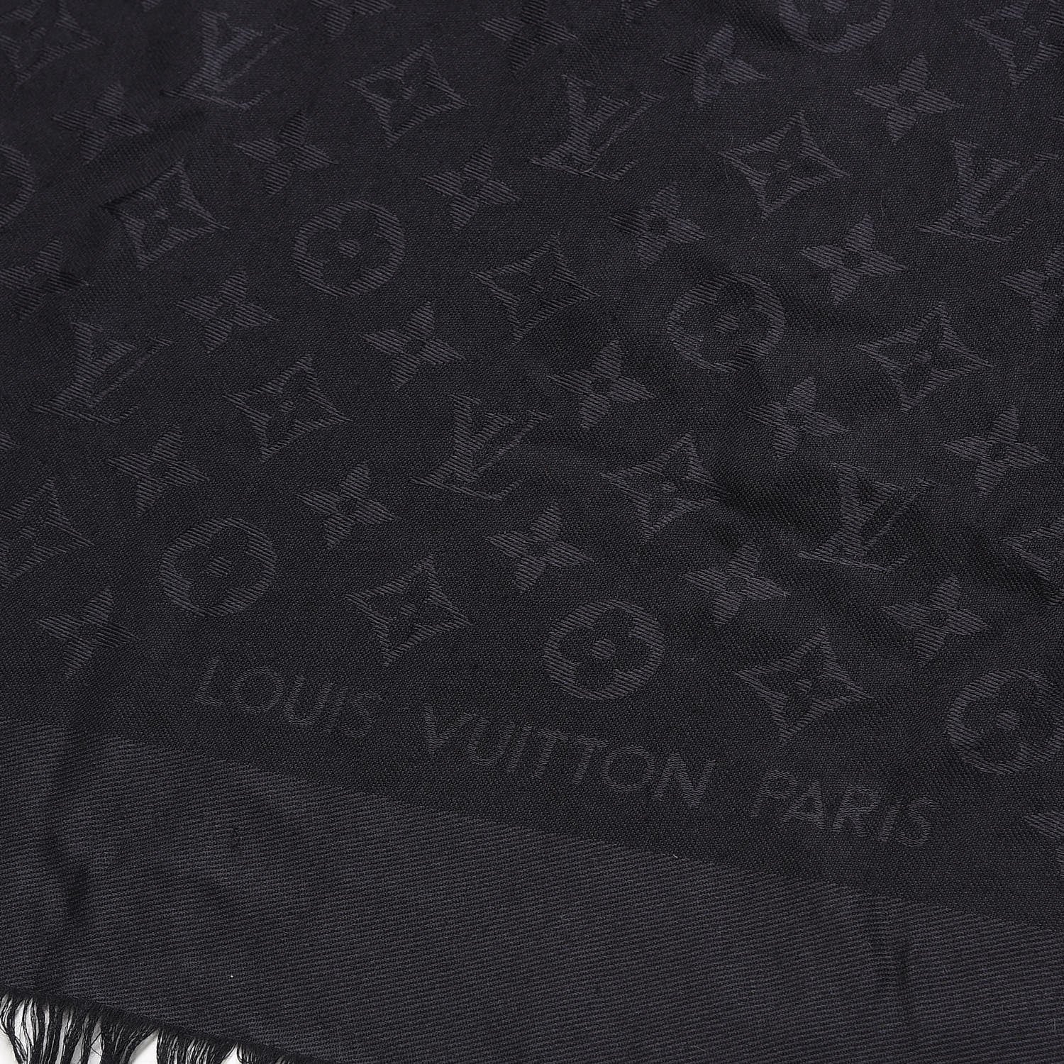 Louis Vuitton Silk Wool Monogram Shawl Black 3 of 10