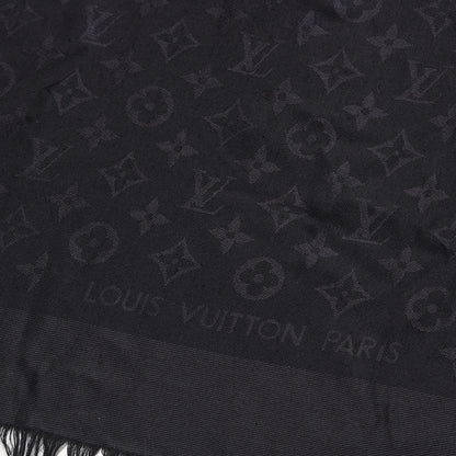 Louis Vuitton Silk Wool Monogram Shawl Black 3 of 10