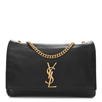 Saint Laurent Smooth Calfskin Suede Medium Reversible Monogram Kate Satchel Black 12 of 18