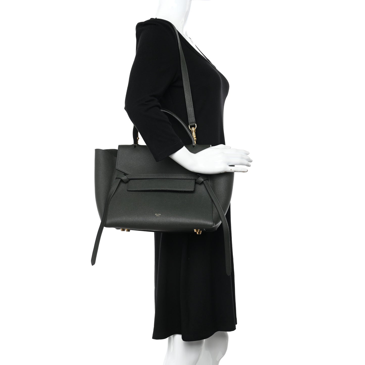 Grained Calfskin Mini Belt Bag Dark Green