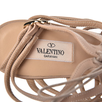 Valentino Garavani Calfskin Lace Applique Wood Wedge Sandals 38.5 Poudre 9 of 9