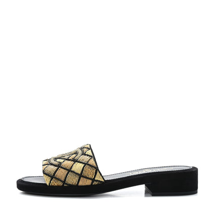 Chanel Pearl Embroidery CC Mules 36.5 Gold Black 1 of 8