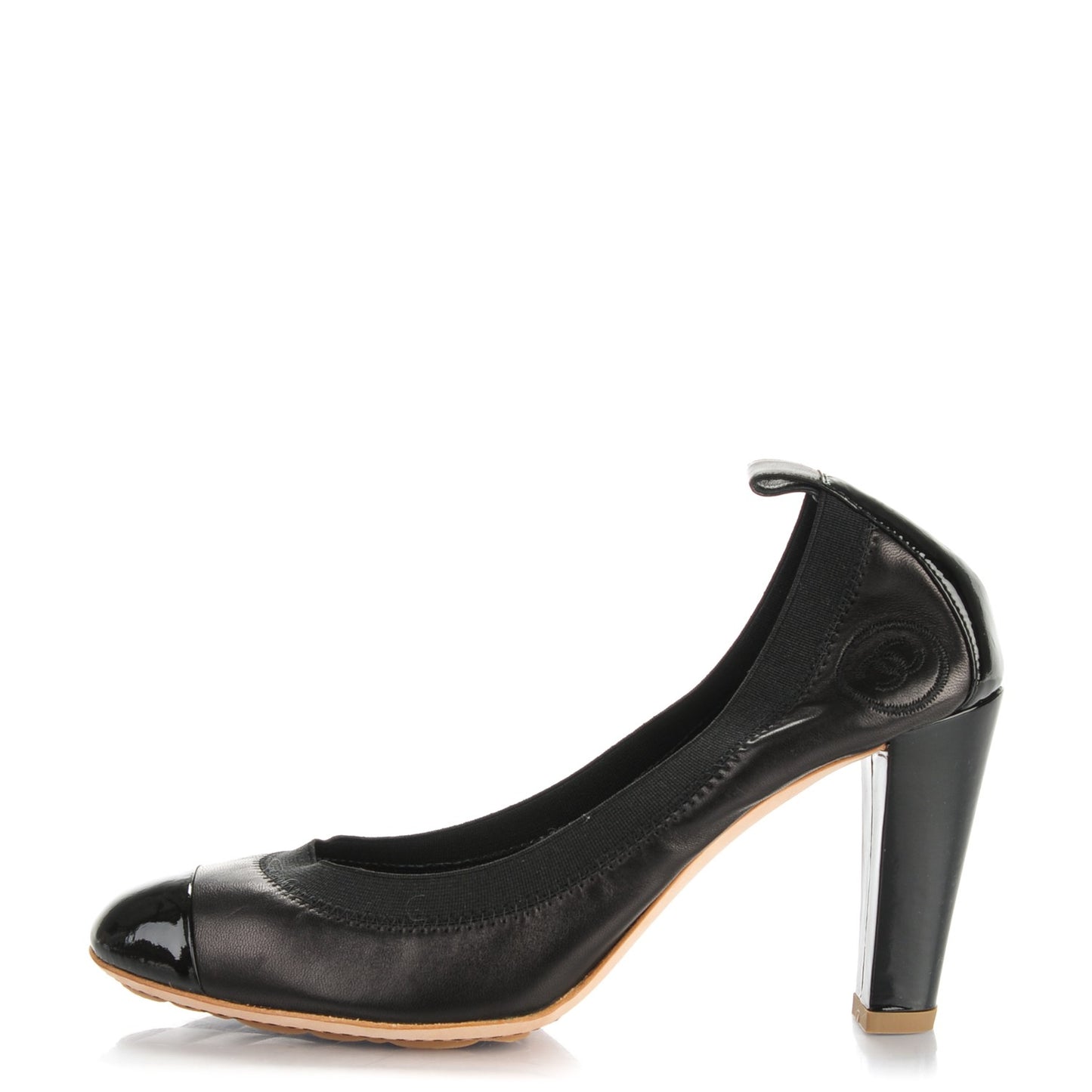 Lambskin Patent Elastic Stretch CC Pumps 36 Black