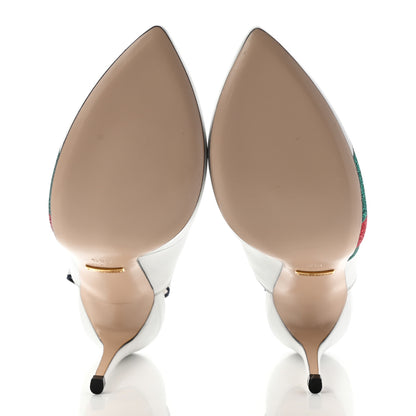 Gucci Calfskin Glitter Web High Heel Slingback Pumps 35.5 White 5 of 11