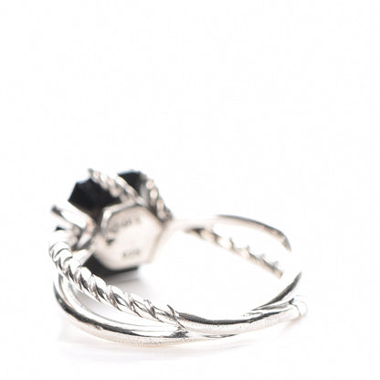 David Yurman Sterling Silver Diamond Black Onyx 10mm Cable Wrap Ring 53.5 6.75 3 of 4