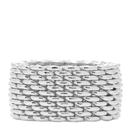 Tiffany Sterling Silver Mesh Somerset Ring 50 5.25 1 of 4