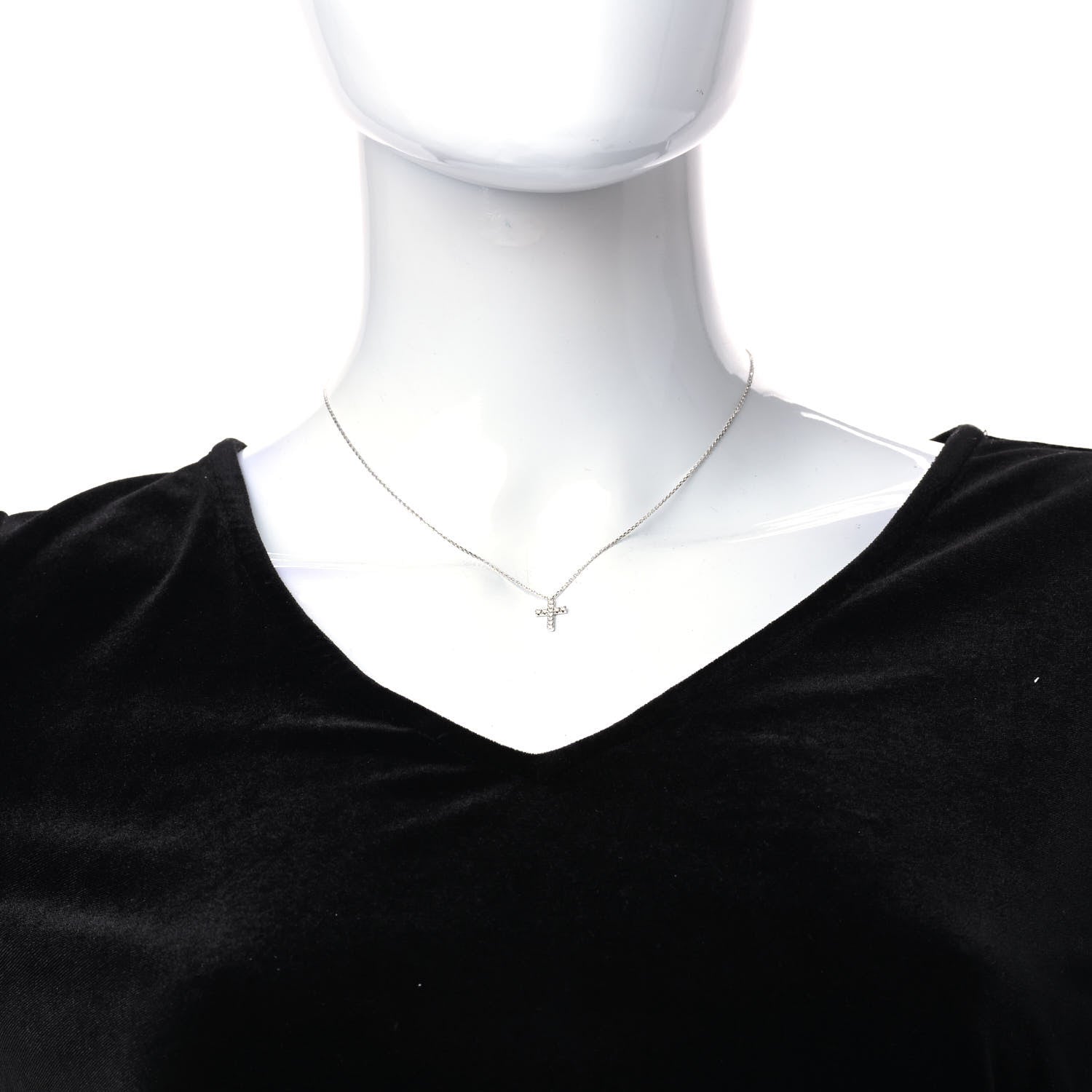 Cartier 18K White Gold Diamond Symbols Cross Pendant Necklace 2 of 6