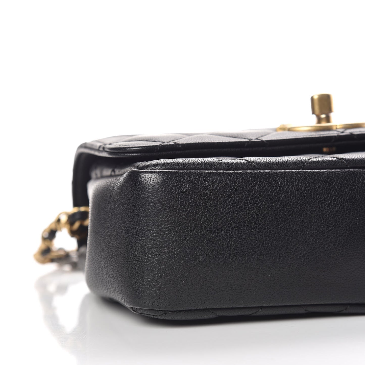 Lambskin Quilted Small Camellia Flower Flap Black