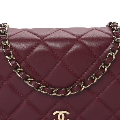 Chanel Lambskin Quilted Wallet On Chain WOC Dark Red 9 of 14