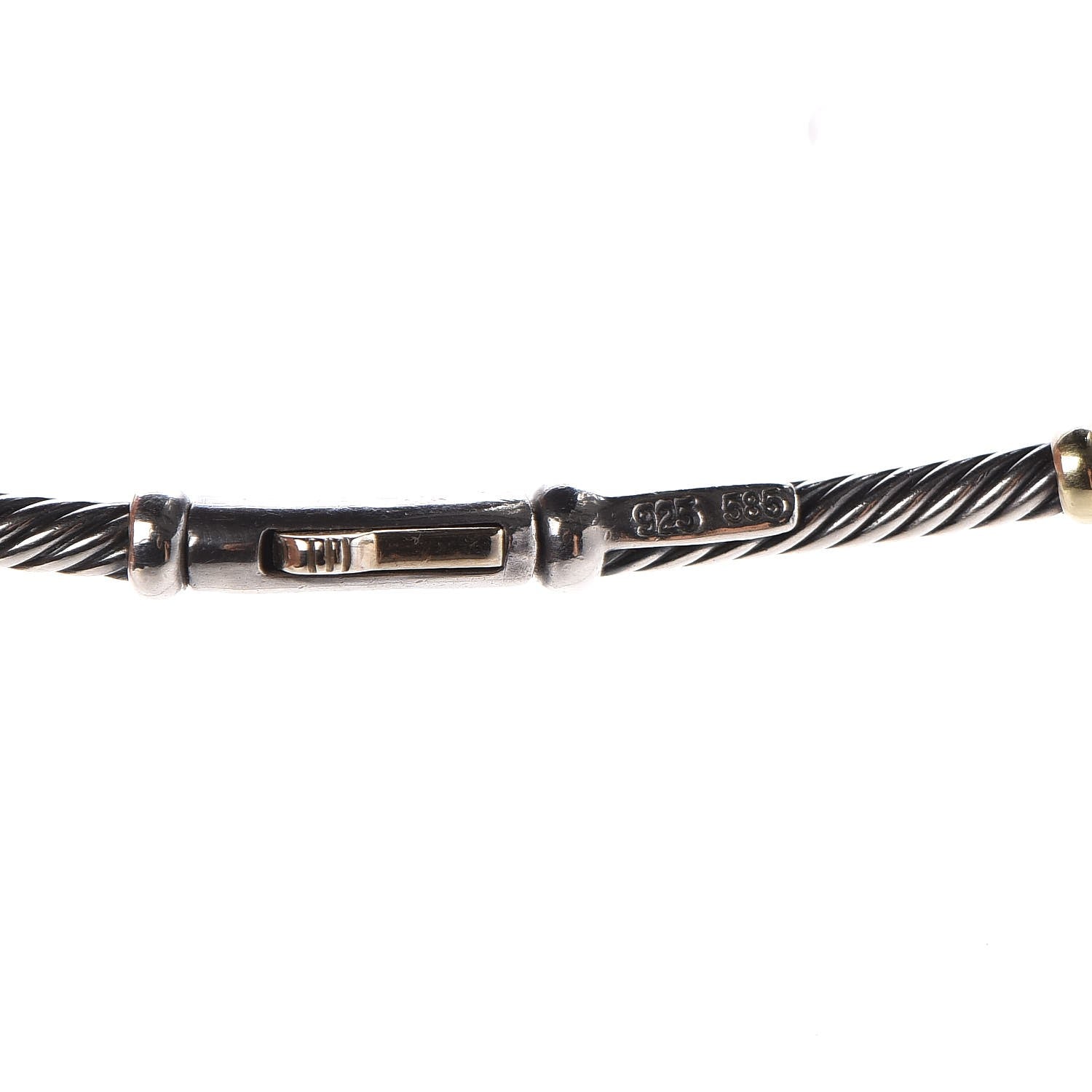 David Yurman Sterling Silver 14K Yellow Gold Pearl Hampton Cable Choker Necklace 6 of 6