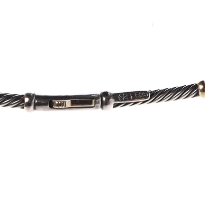 David Yurman Sterling Silver 14K Yellow Gold Pearl Hampton Cable Choker Necklace 6 of 6