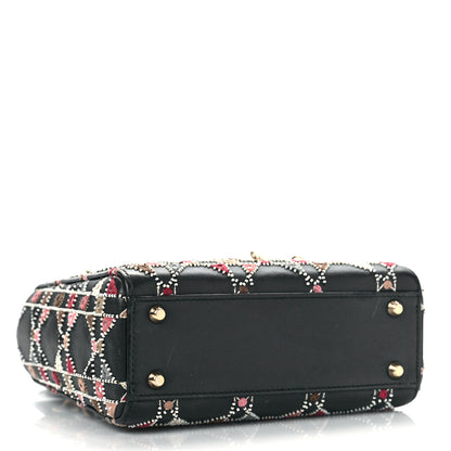 Christian Dior Calfskin Cannage Embroidered Beaded Mini Lady Dior Black Multicolor 4 of 12
