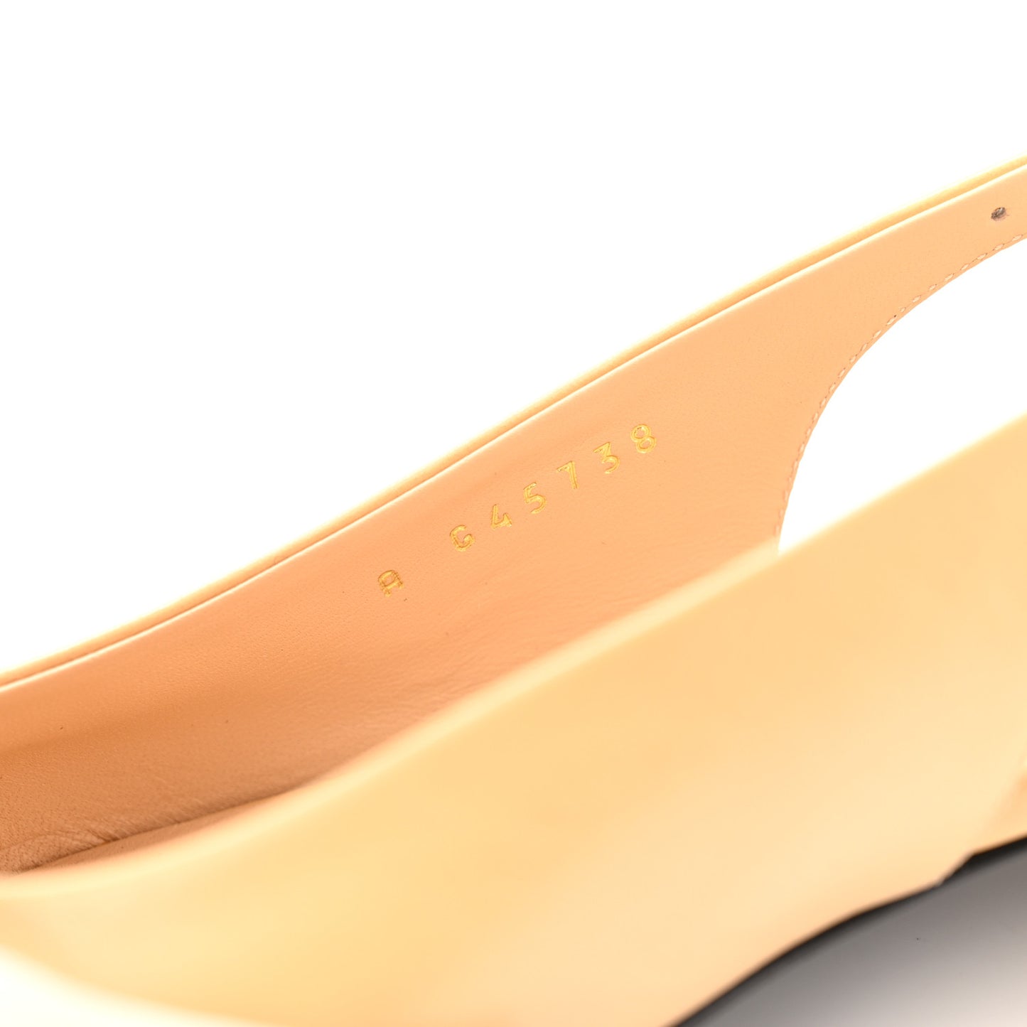 Goatskin Grosgrain Pointed Toe CC Slingback Flats 36.5 Beige Black