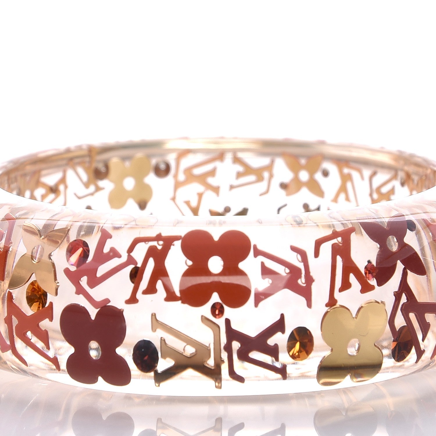 Louis Vuitton Resin Swarovski Small Inclusion GM Bracelet Tangerine 3 of 5