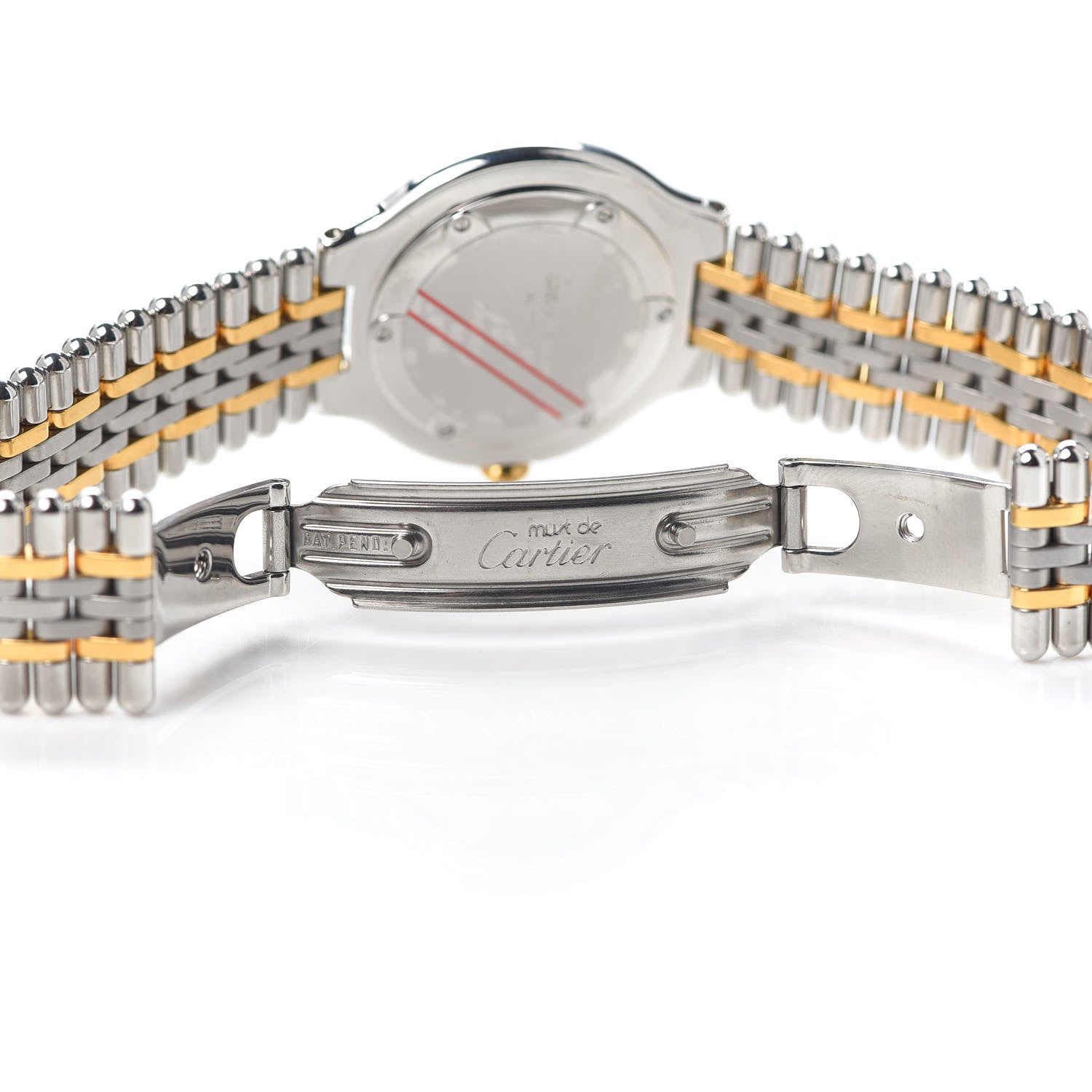 Cartier Stainless Steel 18K Yellow Gold 28mm Must De 21 Bullet Link Quartz Watch 5 of 6