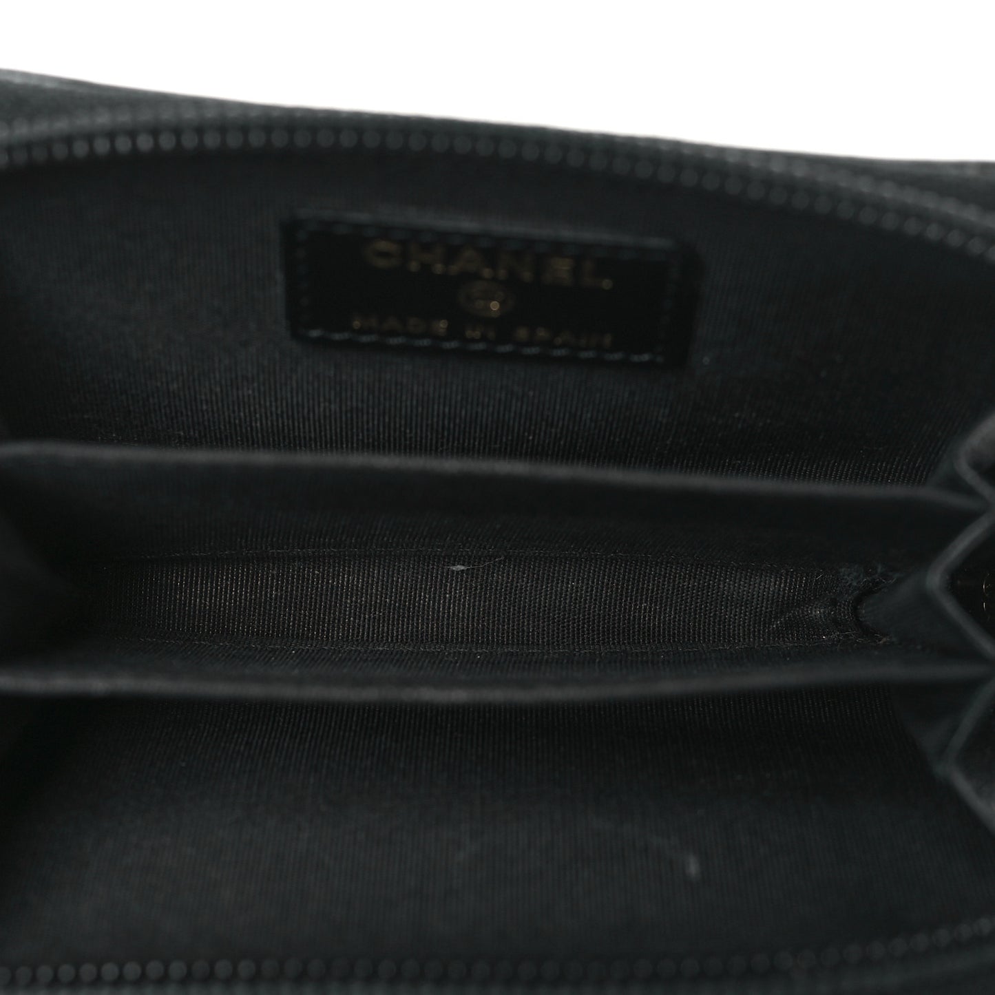 Caviar Quilted Boy Zip Around Coin Purse Wallet Black