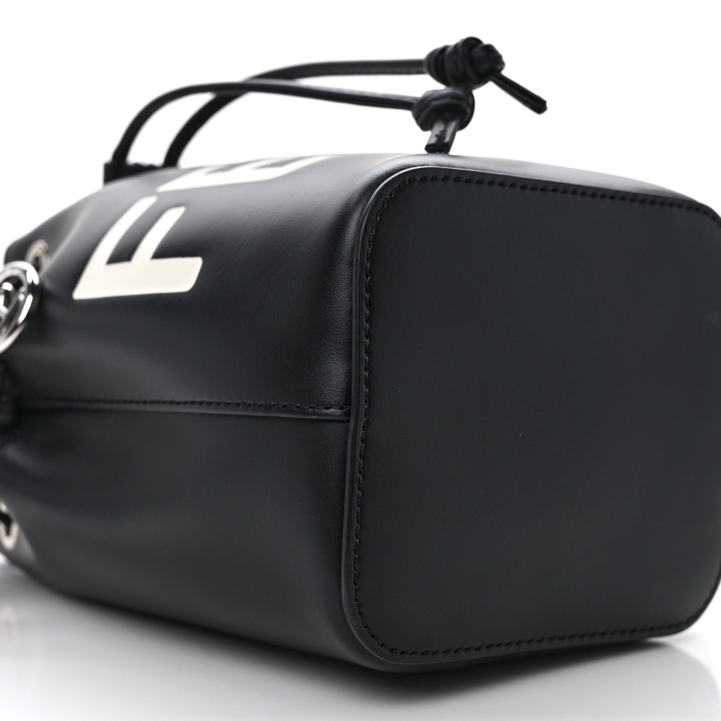 Vitello King F is Fendi Logo Embossed Mini Mon Tresor Bucket Bag Black