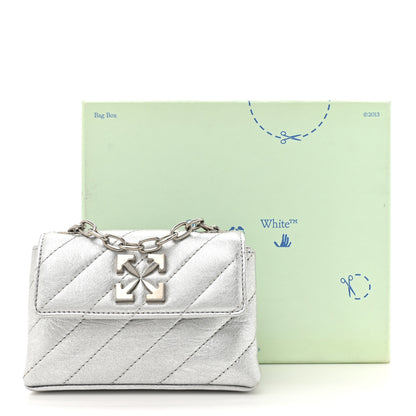 Off-White Metallic Calfskin Diagonal Quilted Jackhammer 17 Shoulder Bag Silver 13 of 13