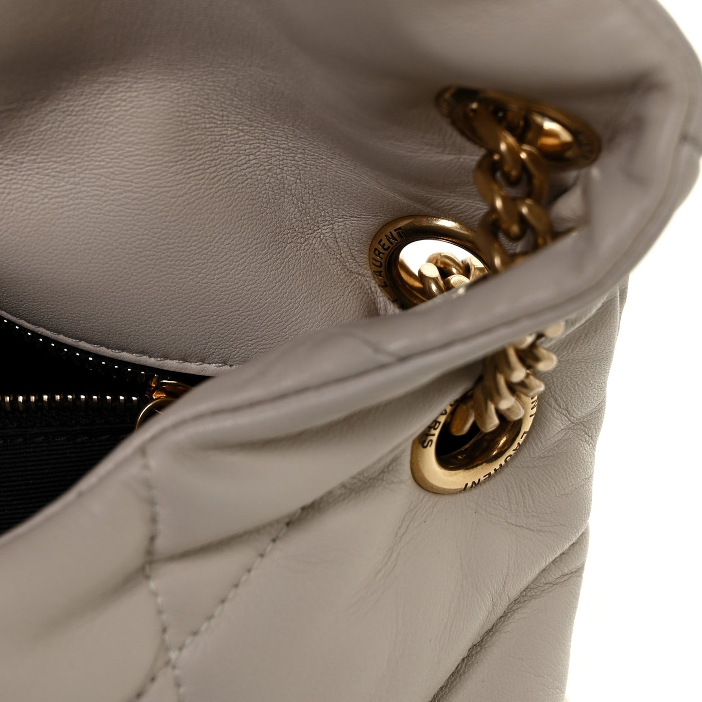 Lambskin Quilted Small Loulou Puffer Monogram Chain Satchel Blanc Vintage