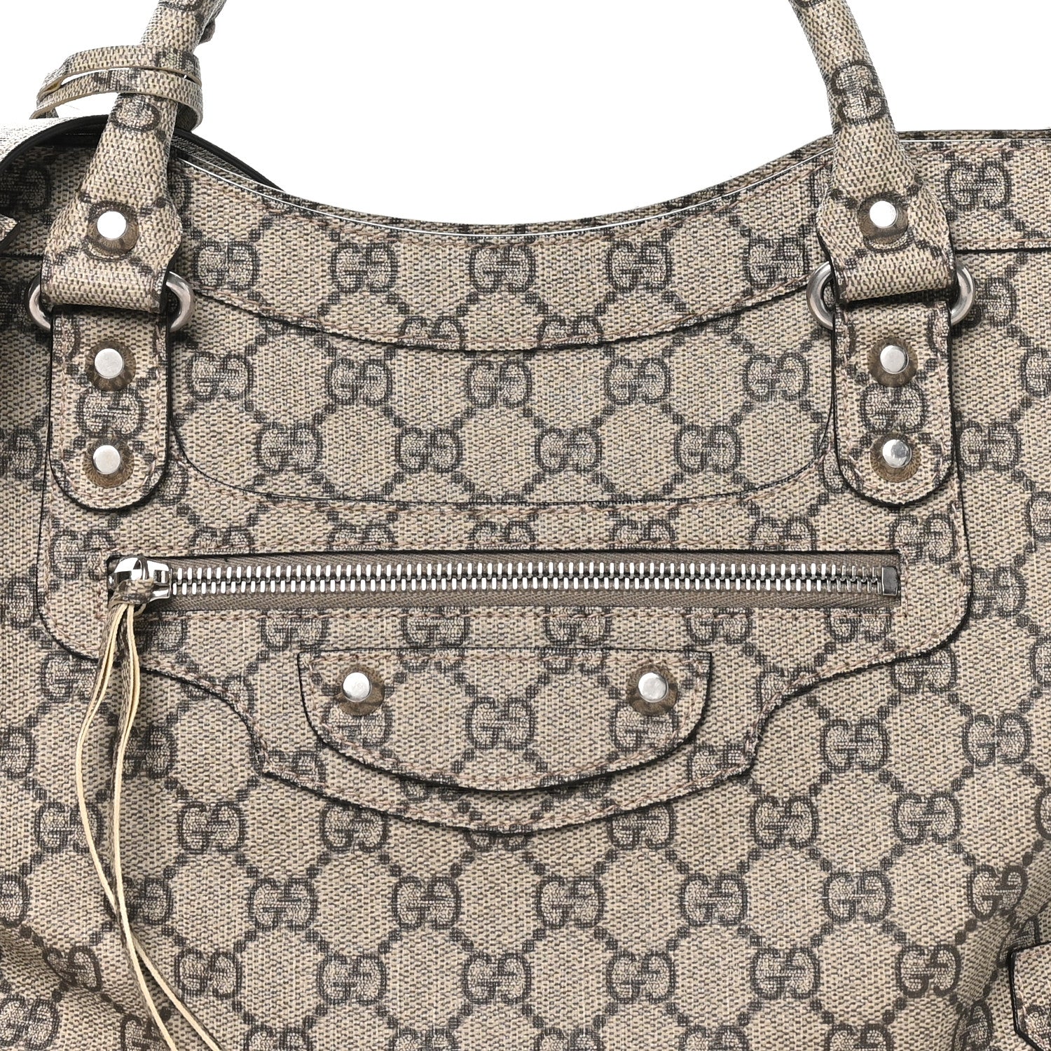 Balenciaga X GUCCI GG Supreme Monogram Neo Classic Silver Hardware City Beige Ebony 8 of 10