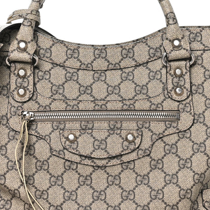 Balenciaga X GUCCI GG Supreme Monogram Neo Classic Silver Hardware City Beige Ebony 8 of 10