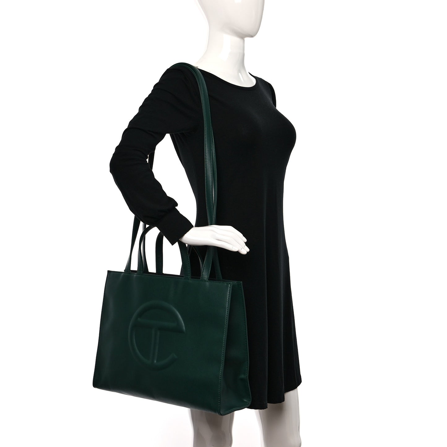 Vegan Leather Medium Shopping Bag Dark Olive