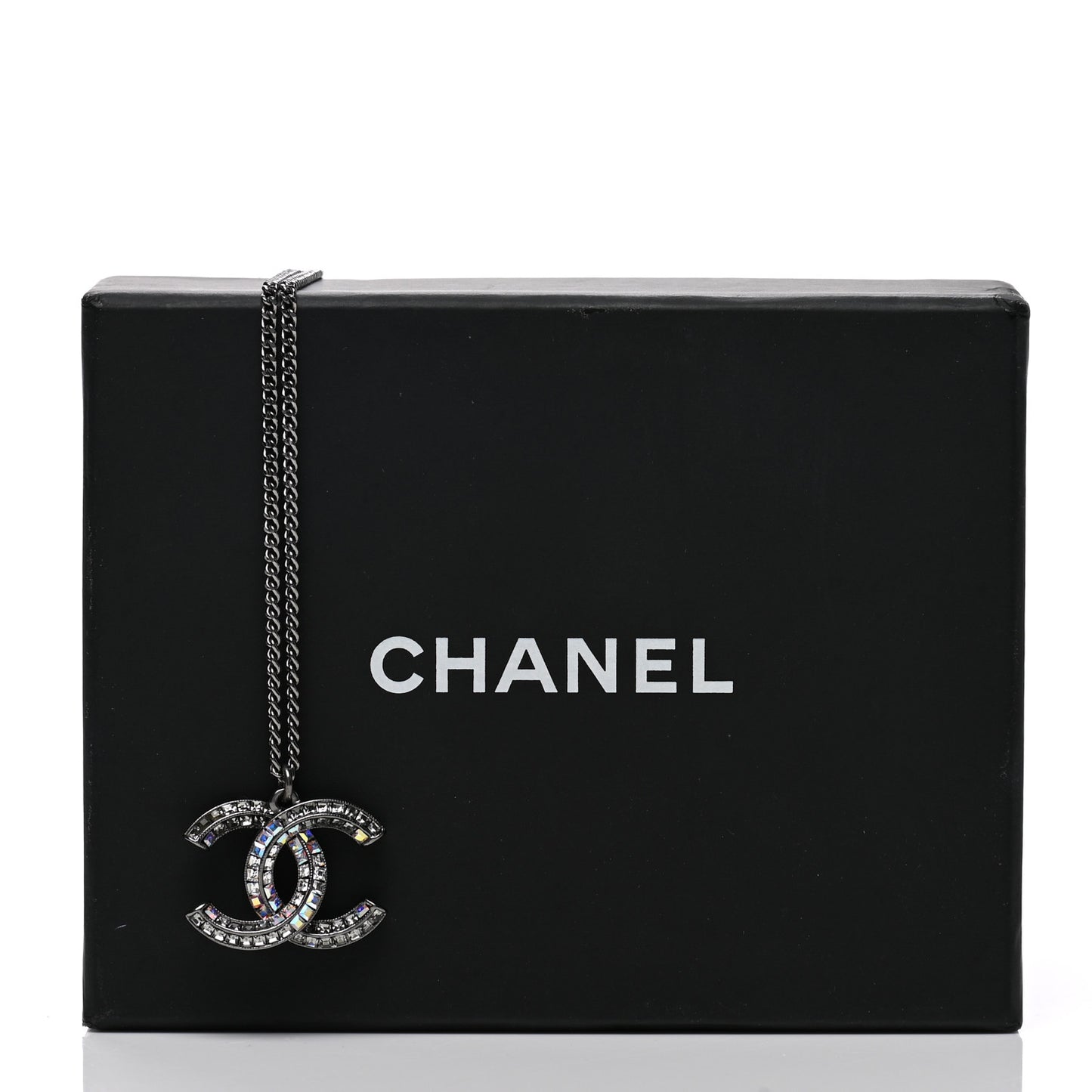 Baguette Crystal Large CC Necklace Silver