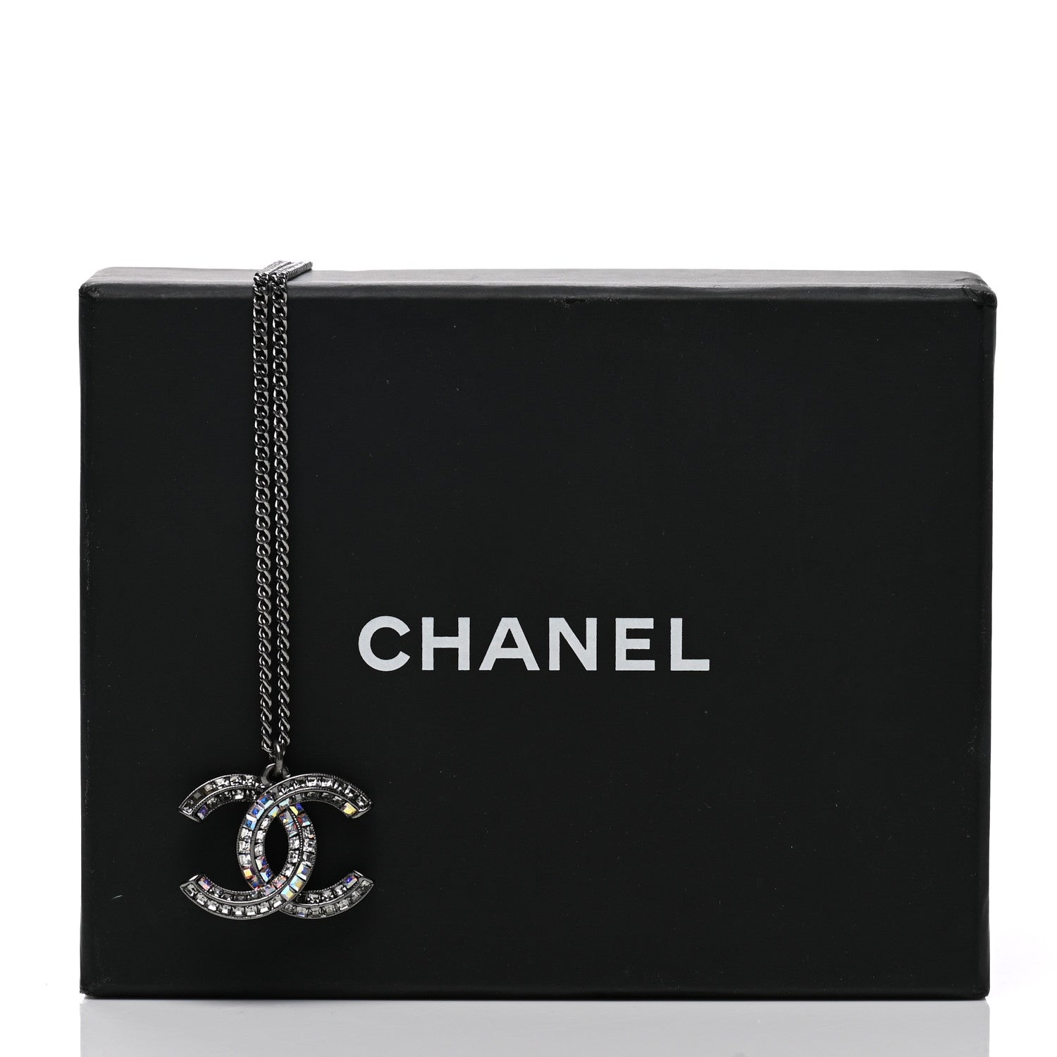 Chanel Baguette Crystal Large CC Necklace Silver 5 of 5